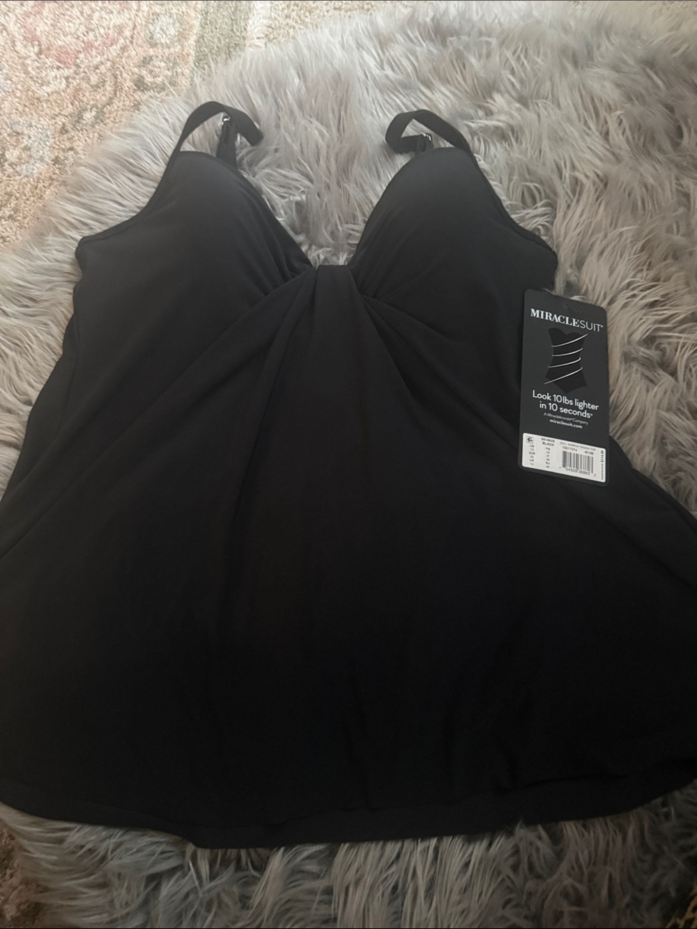 New Miraclesuit Black Shaping marina  Tankini Top with Support size 12US